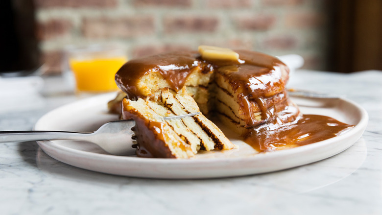 Malted Pancakes with Hazelnut Maple Syrup