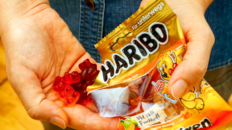 Pouring out Haribo gummy bears