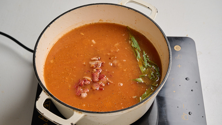 soup ingredients all added to pot to cook