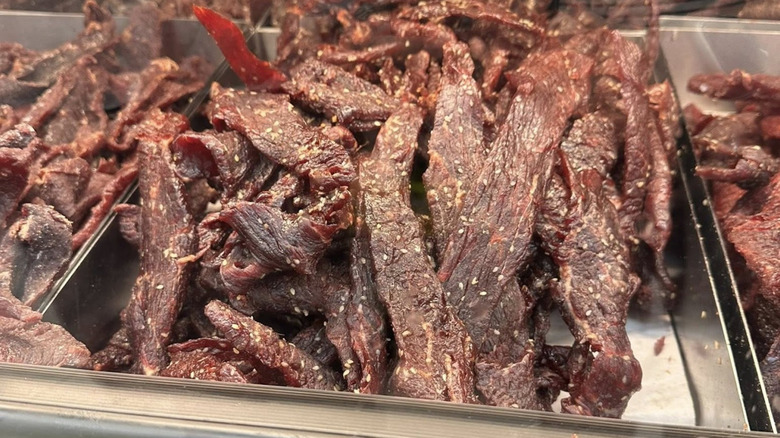 closeup of the Korean Barbecue beef jerky at Buc-ee's