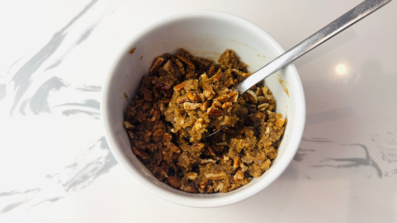Pecan cinnamon sugar mixture in bowl