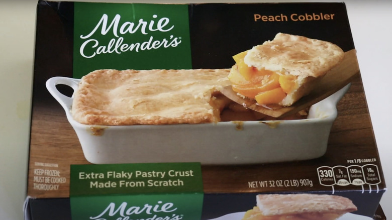 Marie Callender's Peach Cobbler on white background