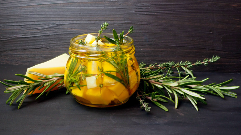 cheese pickling in jar