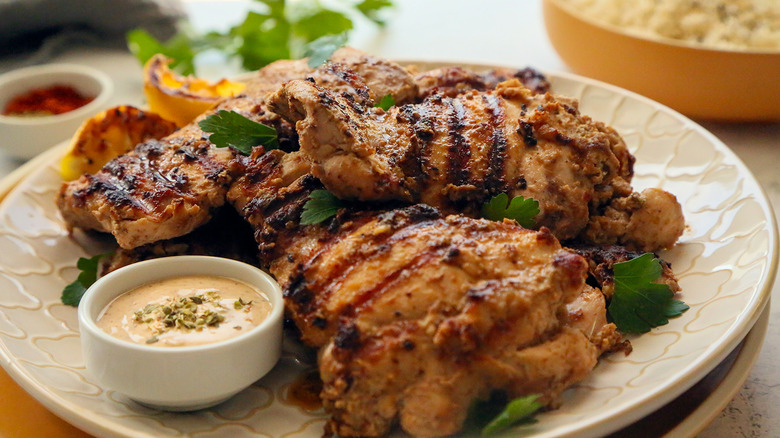 Tahini-marinated grilled chicken