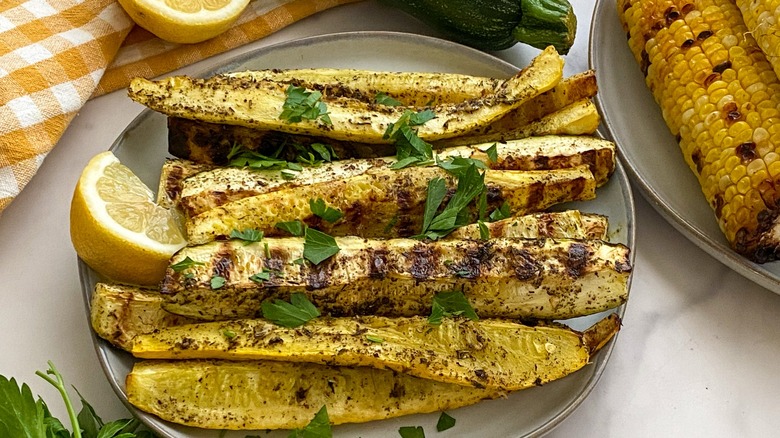 grilled squash on plate