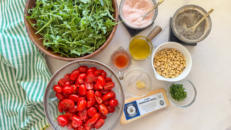 Marinated tomato salad with arugula and parmesan recipe ingredients