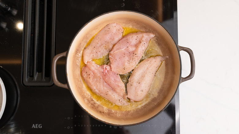 chicken breasts in pan