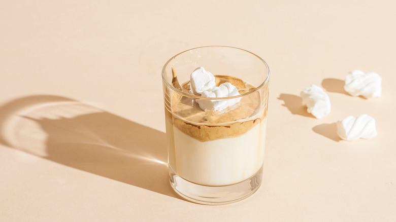 Dalgona coffee with marshmallows