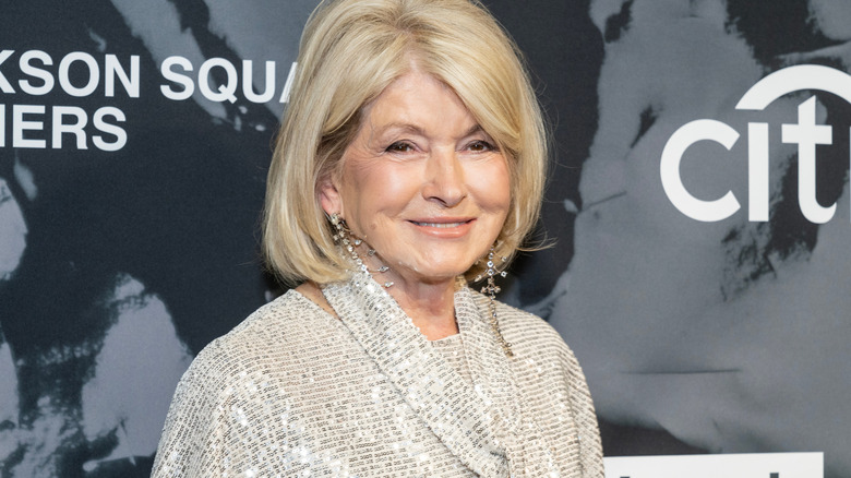 Martha Stewart smiling with sparkly shirt