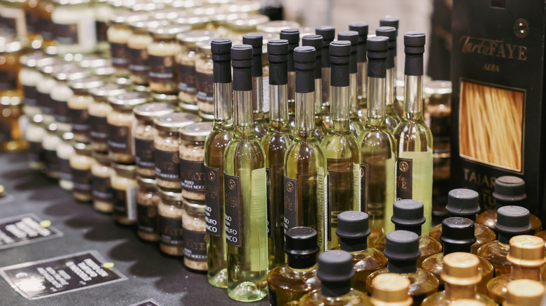 Bottles of truffle oil at a store