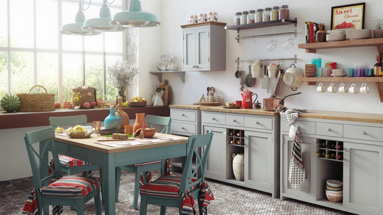 Large kitchen with lots of light and space
