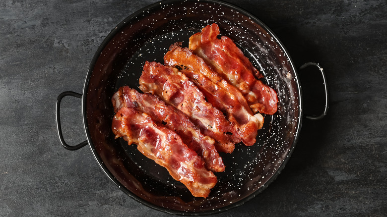 bacon baking in pan