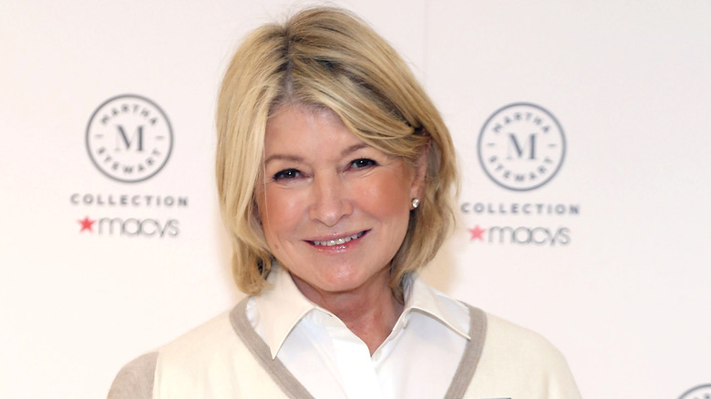 Martha Stewart smiling on white background