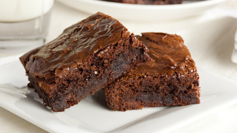 brownies on white plate