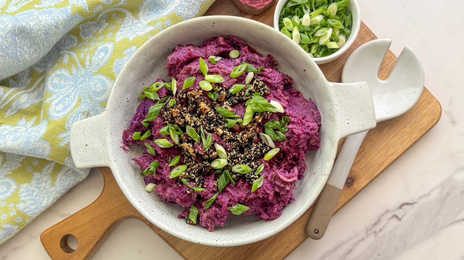 Mashed Miso Maple Purple Sweet Potatoes With Sesame Crunch Recipe - Tasting Table