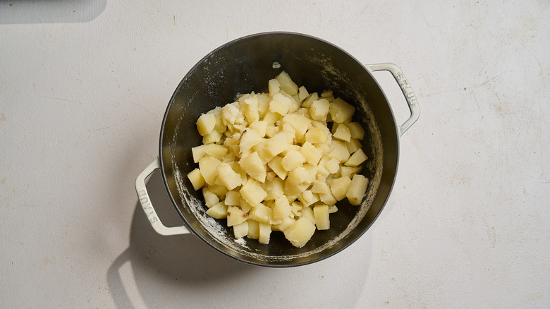 drained potatoes in a large pot