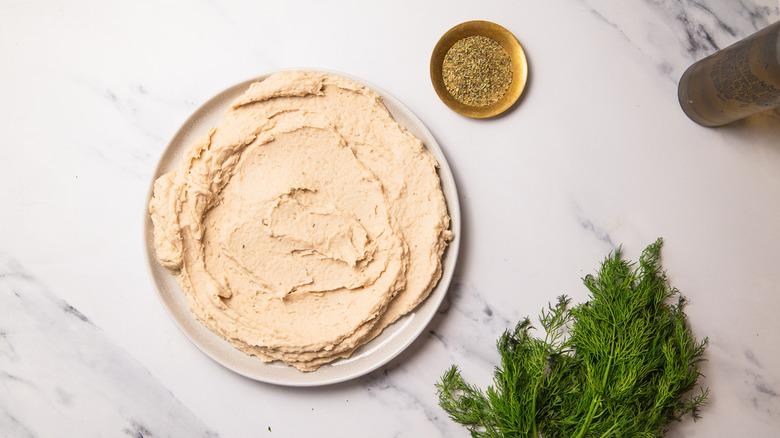 White bean spread on a plate