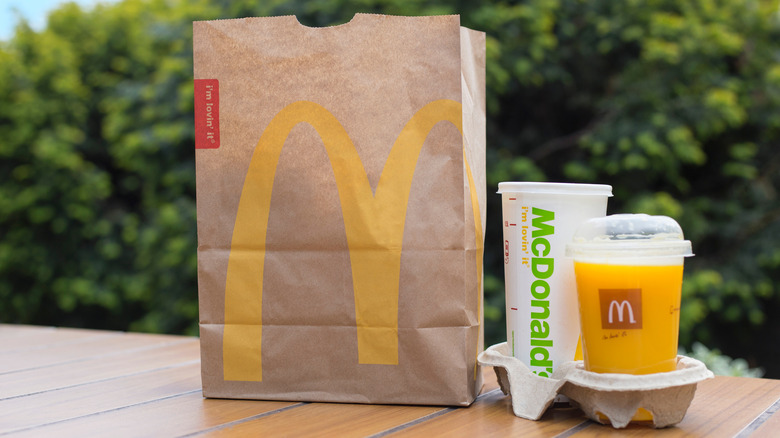 McDonald's bag, cups