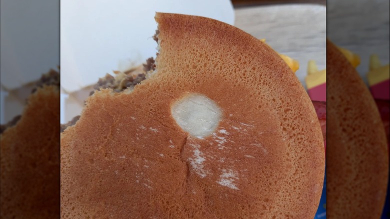 White spot on the bottom bun of a McDonald's burger