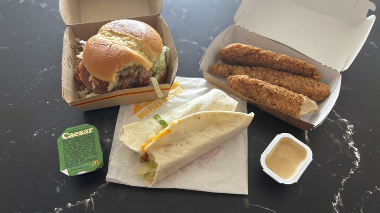 McDonald's chicken items with Caesar sauce packets