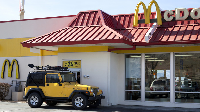 jeep waiting for order at McDonald's drive-thru window