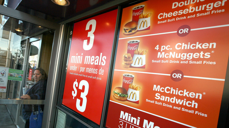 signage with McDonald's bargain $3 dollar menu