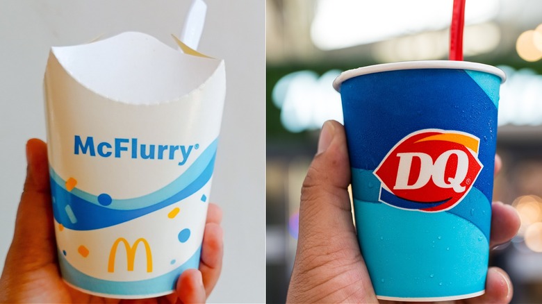 A McDonald's McFlurry next to a Dairy Queen Blizzard