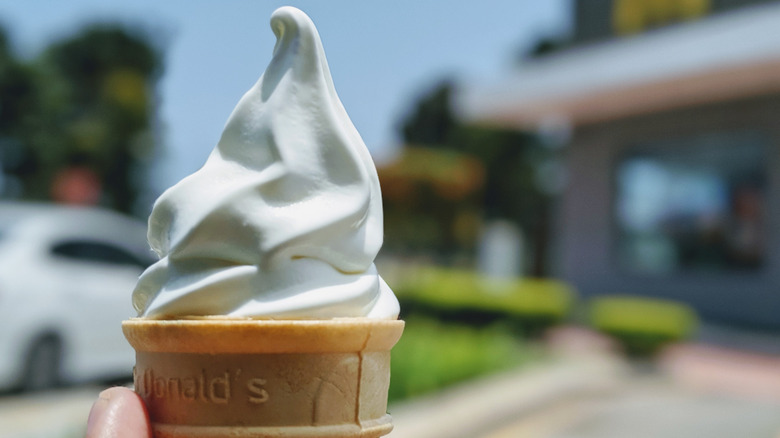 A close-up of McDonald's soft serve ice cream