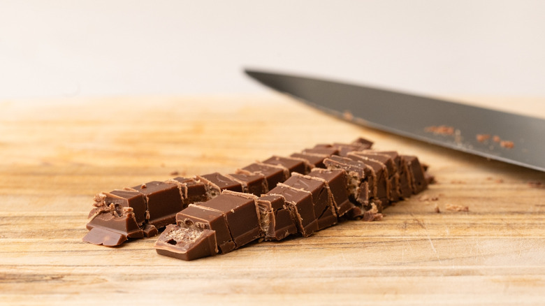 Kit Kat on chopping board