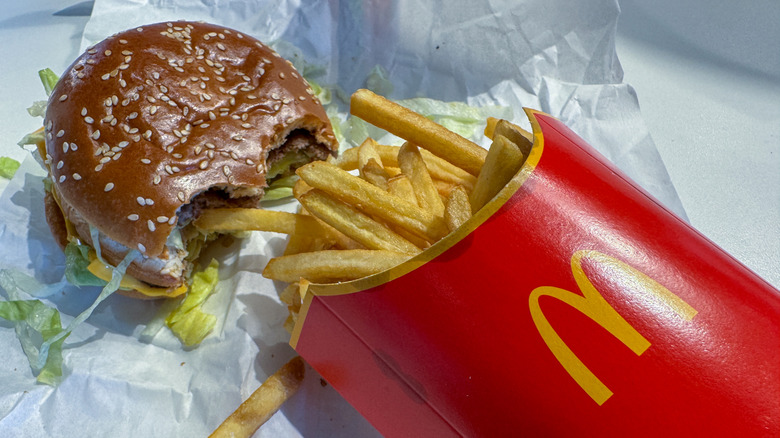Mcdonald's burger and fries