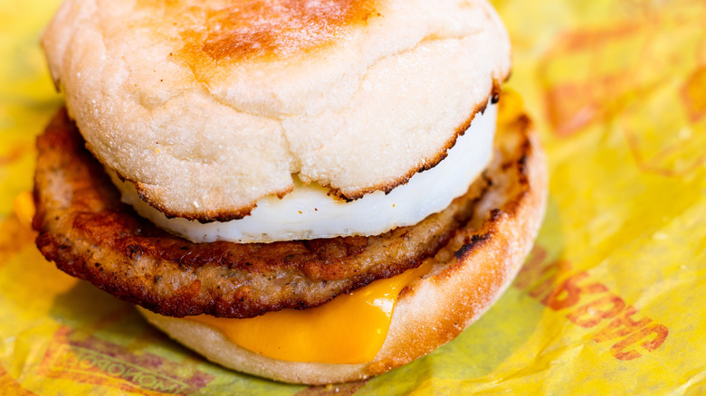 Close up of McDonald's McMuffin on packaging