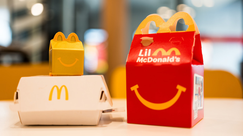 mcdonald's happy meal box with burger box and toy