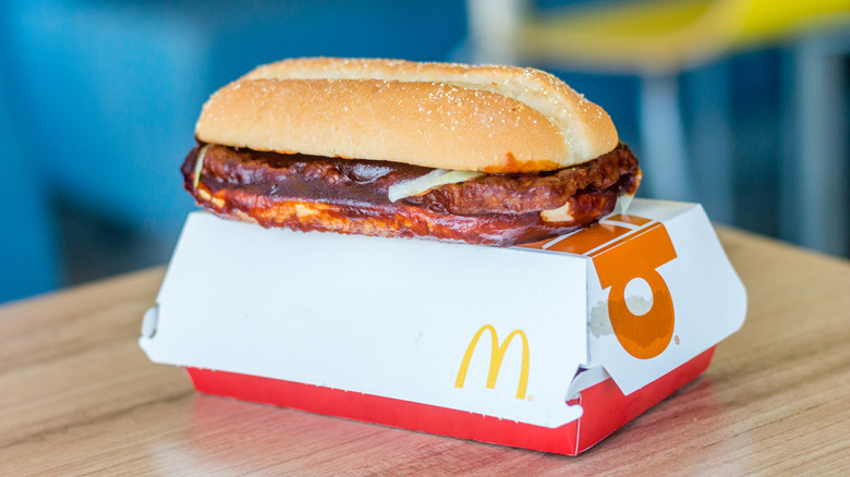 A McDonald's McRib sandwich
