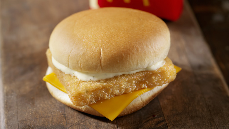 Close-up of a McDonald's Filet-O-Fish sandwich