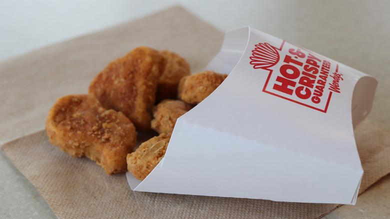 Wendy's nuggets spill over from paper sleeve