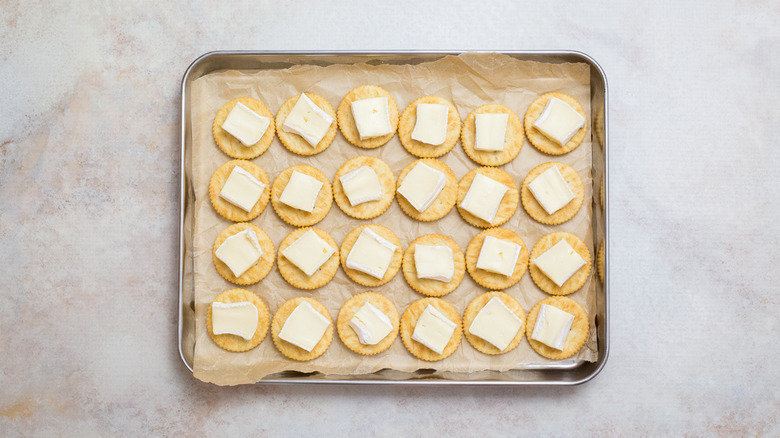 cheese crackers in pan