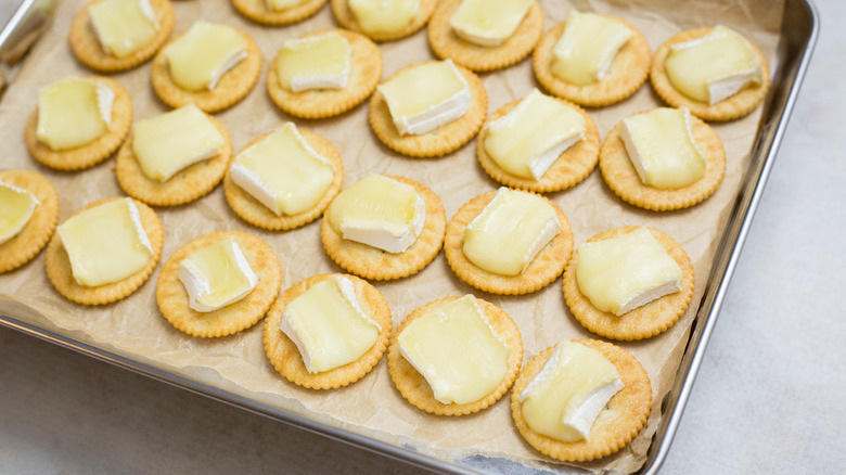 cheese crackers on baking pan