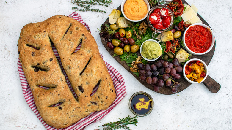 Fougasse with snack platter