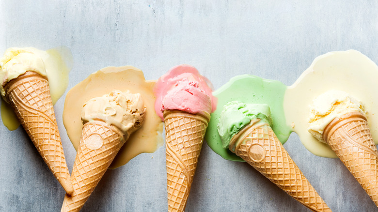 Melting ice cream cones