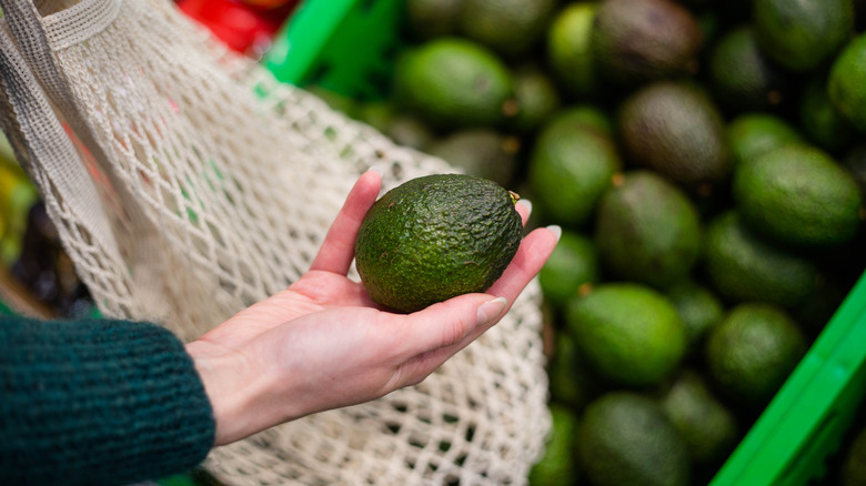 buying avocado at supermarket