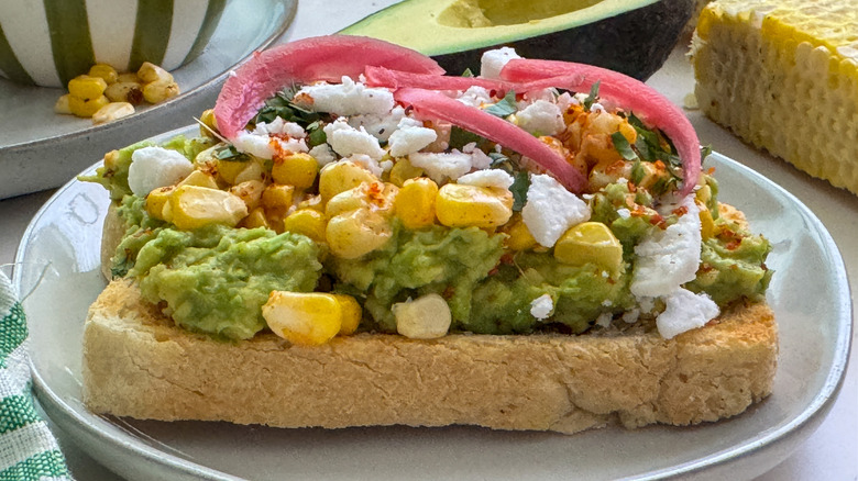 close up of avocado toast