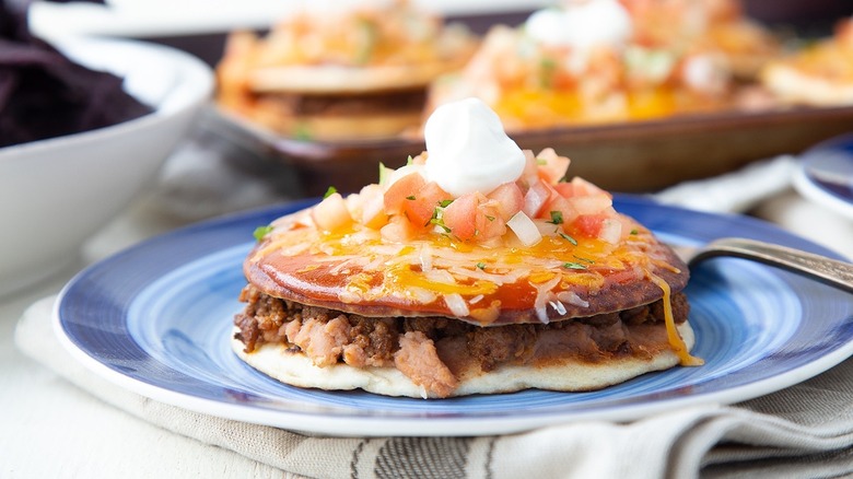 mexican pizza on plate