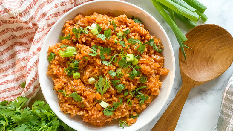 mexican rice in bowl 