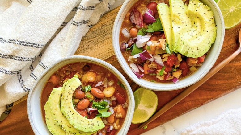 mexican rice soup in bowls