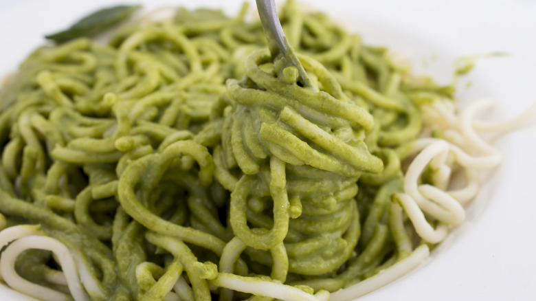 green spaghetti