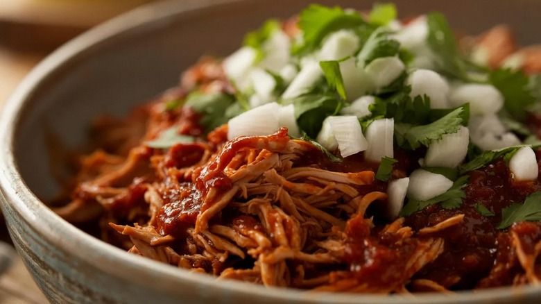 Shredded Mexican Beef topped with onions and cilantro