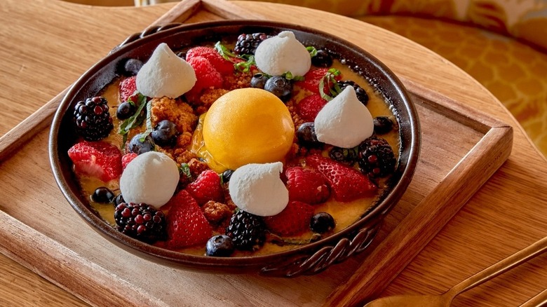 Toban Yaki dessert from Makoto served on wooden table