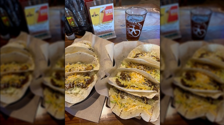 Taco Tuesday tacos and drink at Hole in the Wall