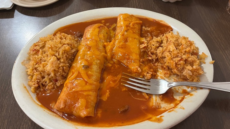 New Mexico red chile sauce enchiladas