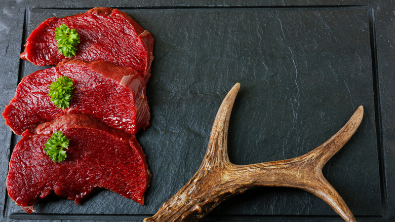 venison steaks with antler